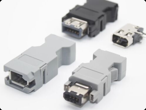 1000V Voltage Rating Servo Motor Connector with Silver/Gold Plated Pins and Panel/Cable Mount Options for Industrial Automation