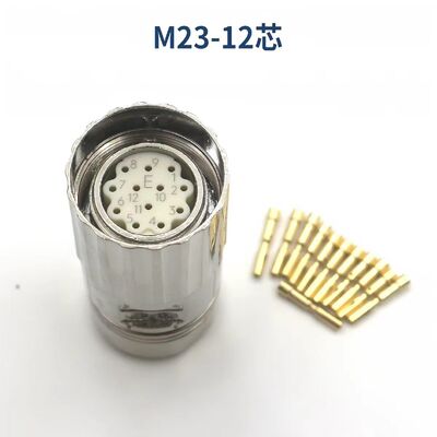 M23 Aviation Plug Servo Motor Connector with 12-Pin 17-Pin Silver Gold Plated Pin for Industrial Automation