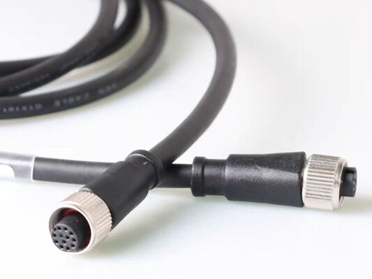 M12 Connector Waterproof Aviation Plug 4/5/8 Pin Overmolded Right-Angle Servo Motor Connector for Sensor Connection
